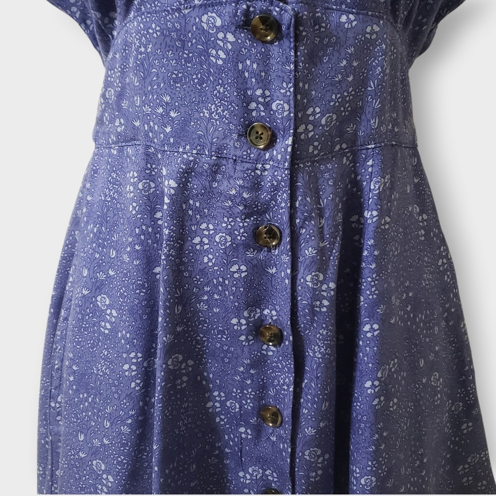 Marine Layer Camila Mini Dress Blue Ditsy Floral Sz XS Button Front Belted - Picture 3 of 12